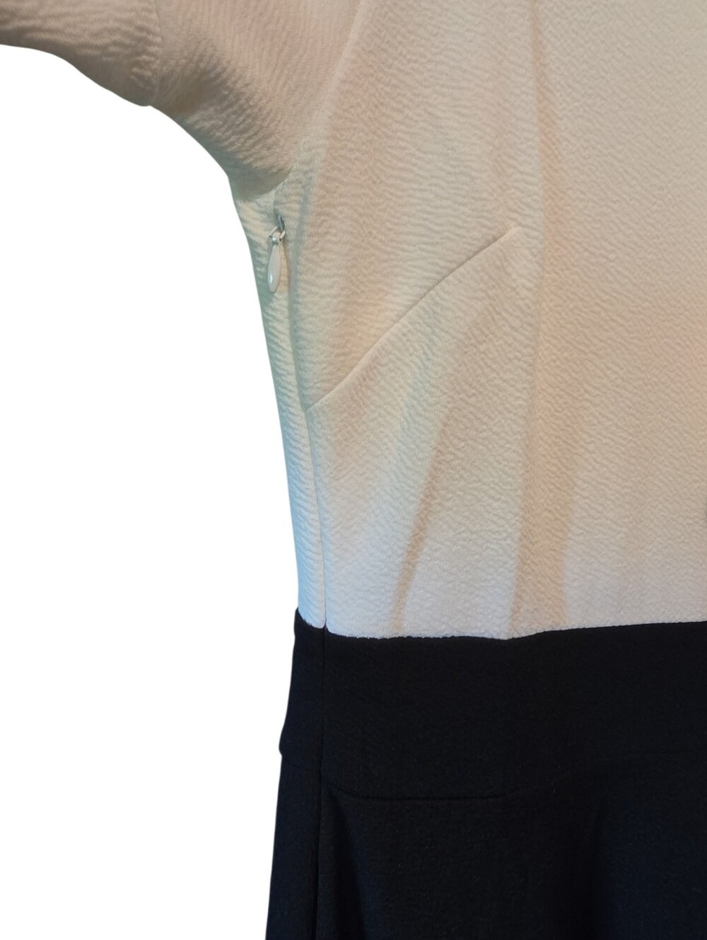 RANPHEE Black & White Bow Neck Short Sleeve Flare Dress Size M - Picture 5 of 8